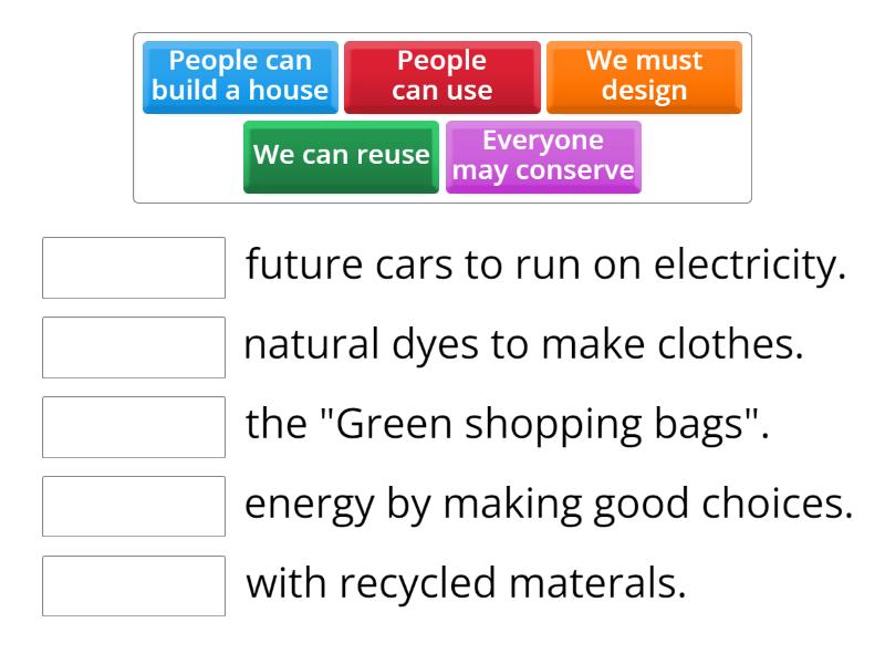 Unit 8: Reduce, reuse, recycle - Match up