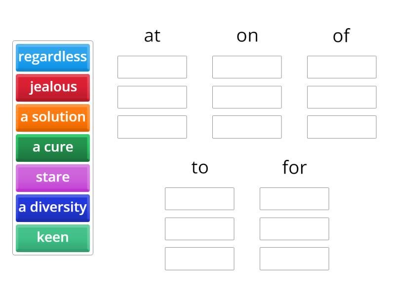 Match the verb with its preposition. Then, make sentences with them ...