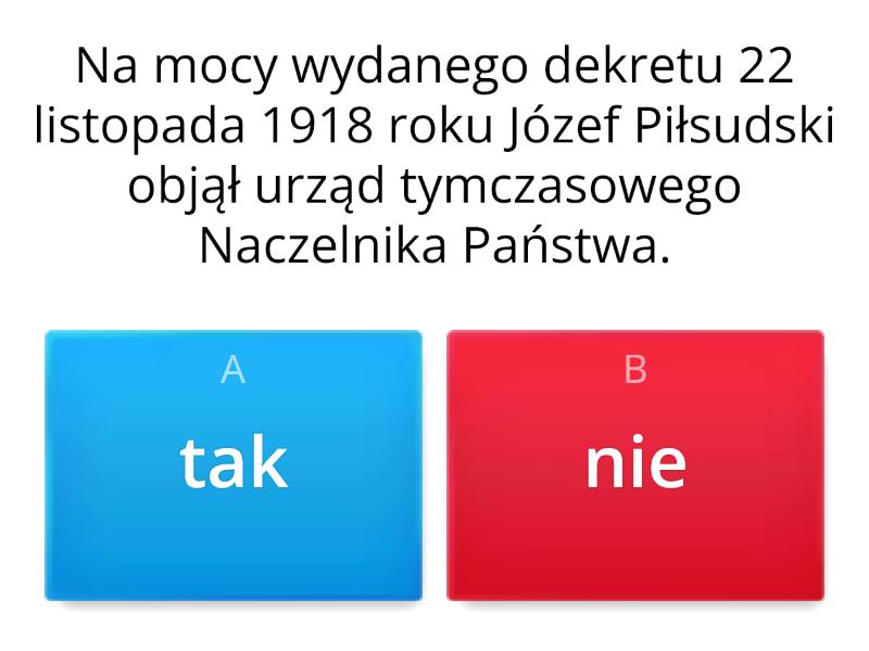 Odrodzenie Rzeczypospolitej - Quiz