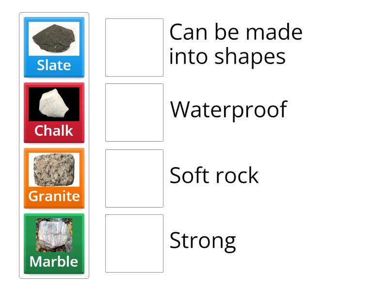 Rocks properties year 3 - Match up