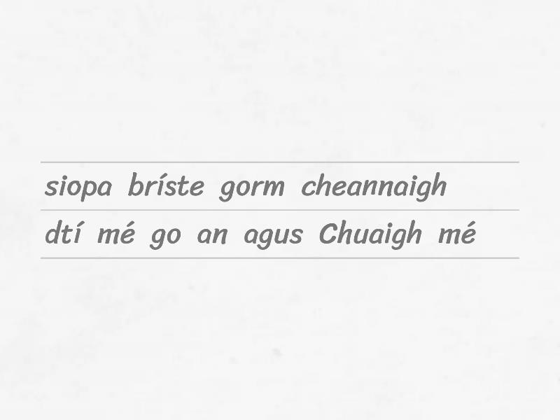 Gaeilge - Ceartaigh na habairtí - Unjumble