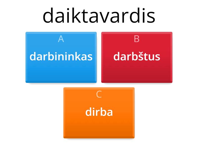 Daiktavardis, Veiksmažodis, Būdvardis - Quiz