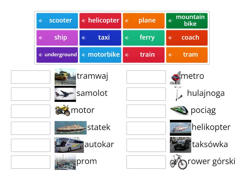 wordwall brainy 5 unit 6 means of transport