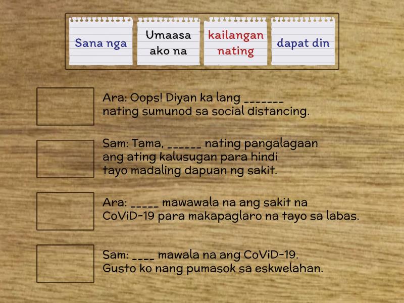 Panuto Punan Ng Angkop Na Pagpapahayag O Ekspresyon Ang Patlang Para