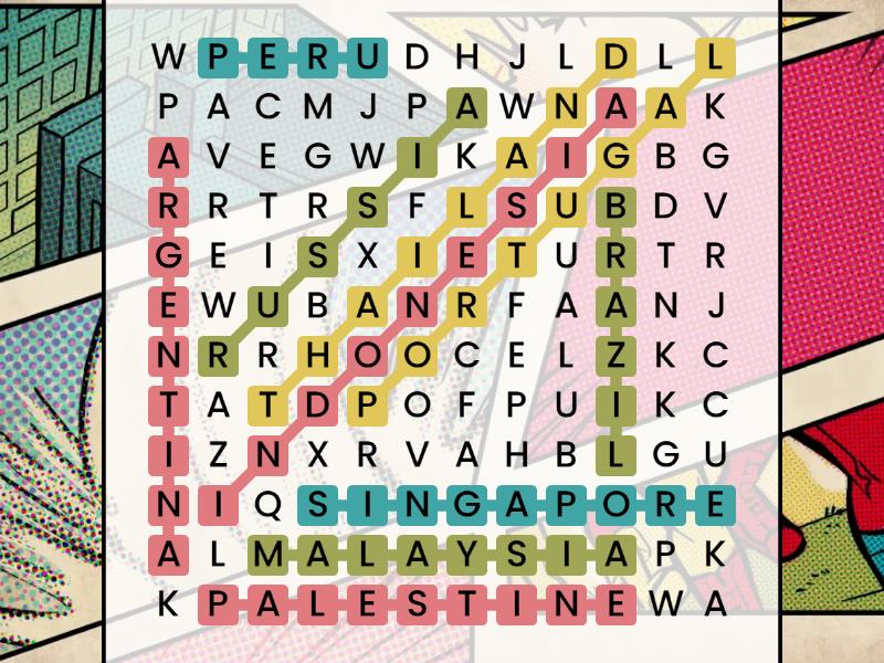 Word Search Wordwall Mencari Nama-nama 10 Negara - Wordsearch