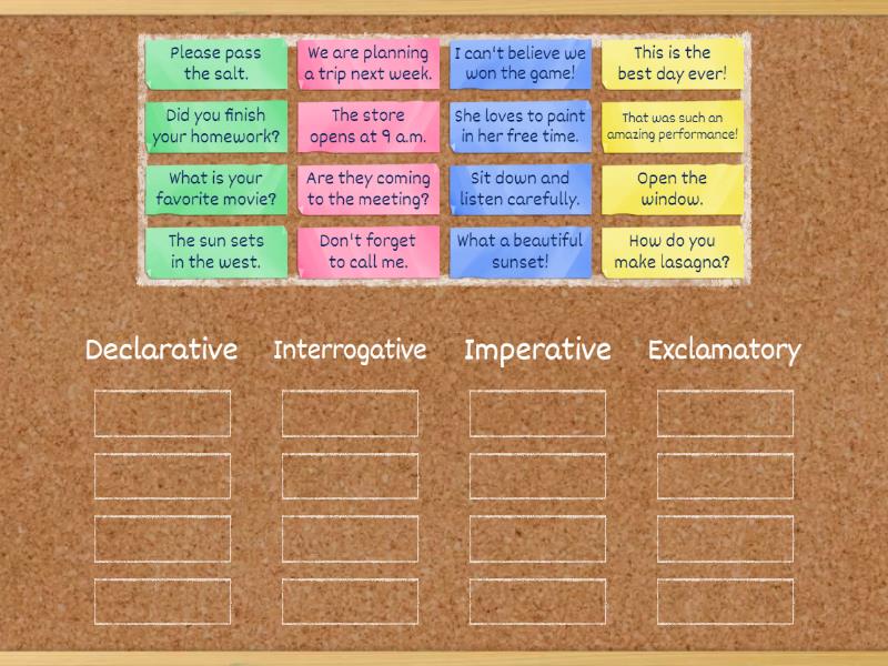 Types of Sentences - Group sort