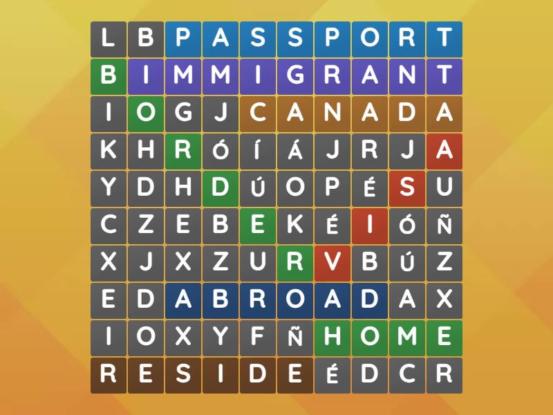 Immigration - Vocabulary in Context - Sopa de letras