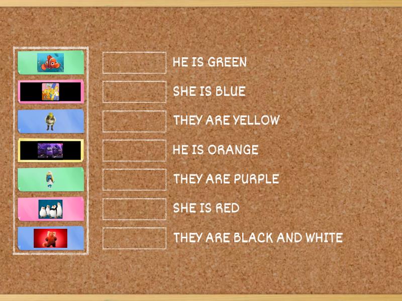 KIDS 1A - CHARACTER'S COLOUR - Match up
