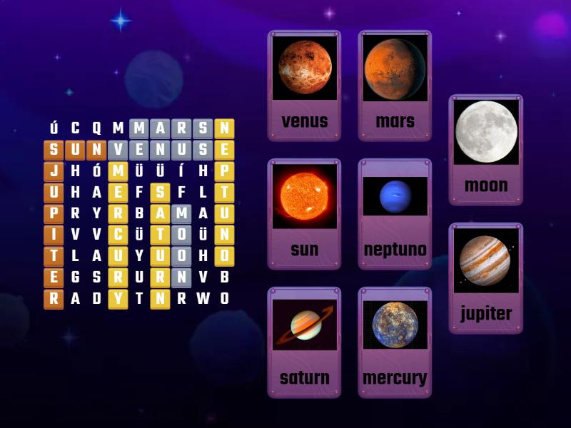 The solar system - Sopa de letras