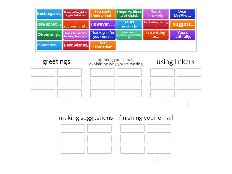writing formal email/letter - Group sort