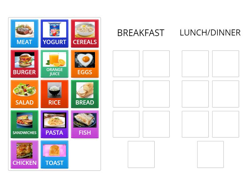 MEALS: BREAKFAST- LUNCH-DINNER - Group sort