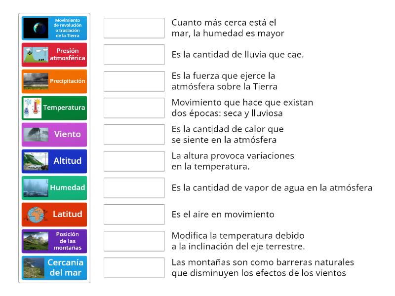 Elementos Y Factores Que Modifican El Clima - Match Up