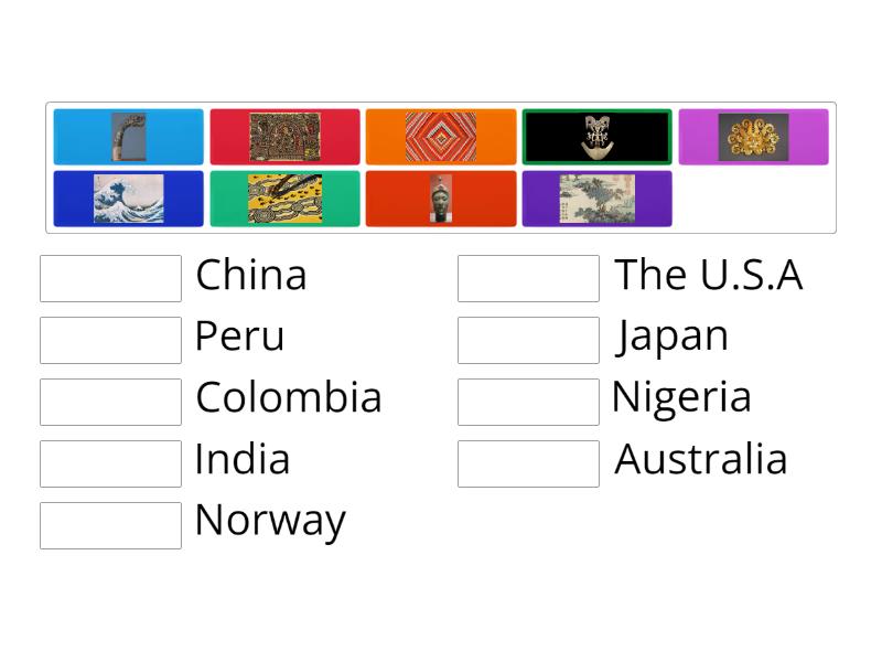 Match the artwork to the corresponding country - Match up