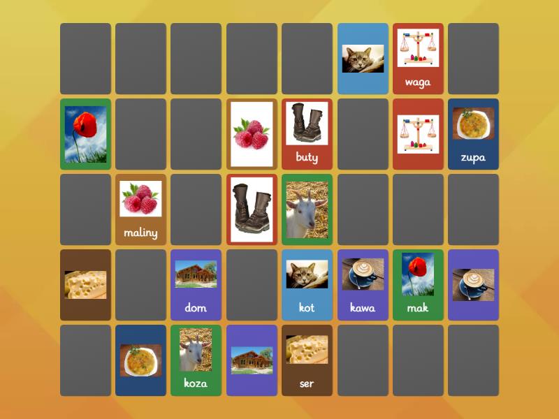 Memory obrazkowo wyrazowe matching pairs