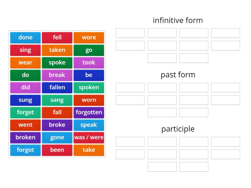 12A - present perfect (irregular verbs) - Group sort