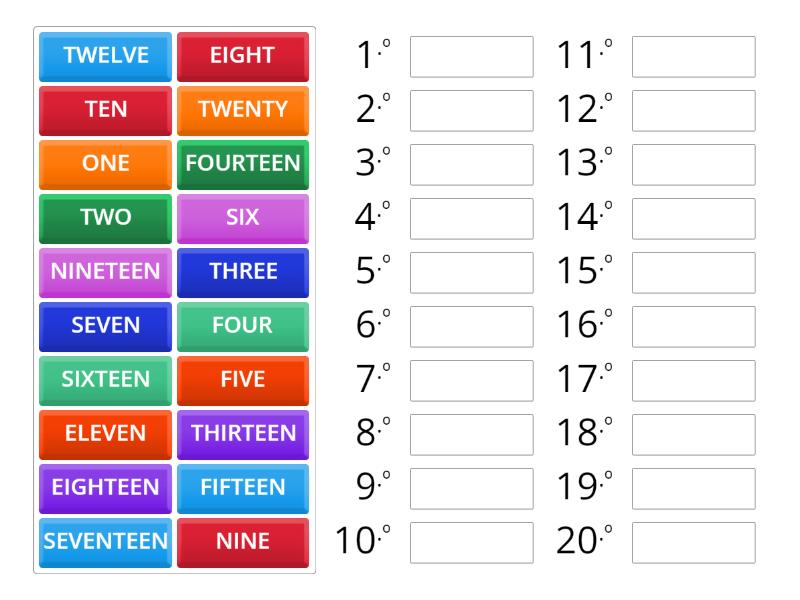 Numbers - Rank order