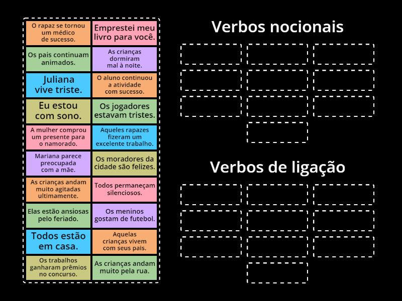 Verbos nocionais ou verbos de ligação - Group sort