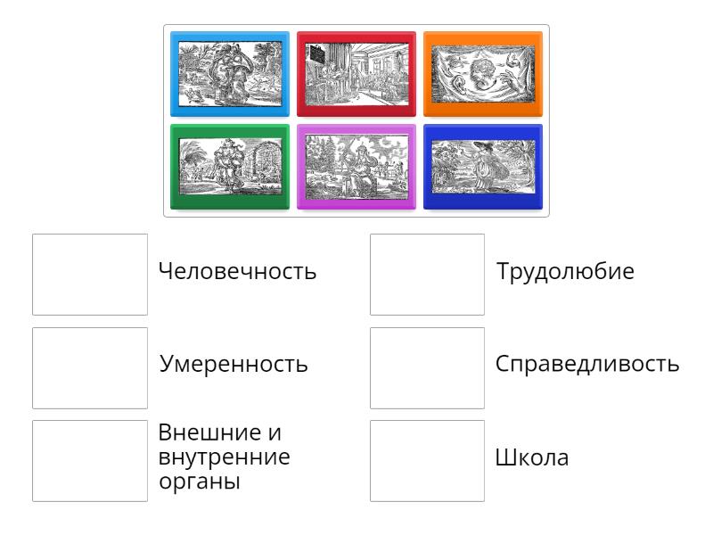 Соотнесите изображения персонажей и жанр произведения