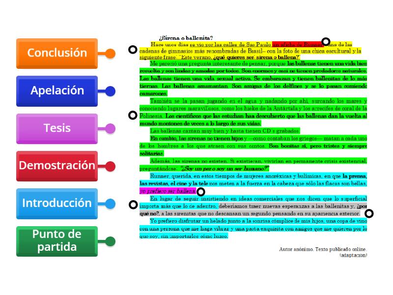 Estructura del texto argumentativo - Labelled diagram