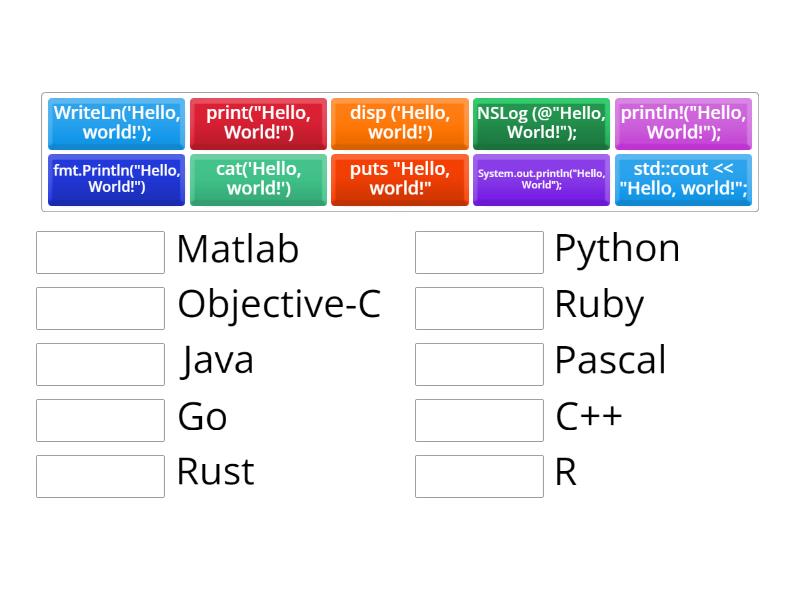computer languages - Match up