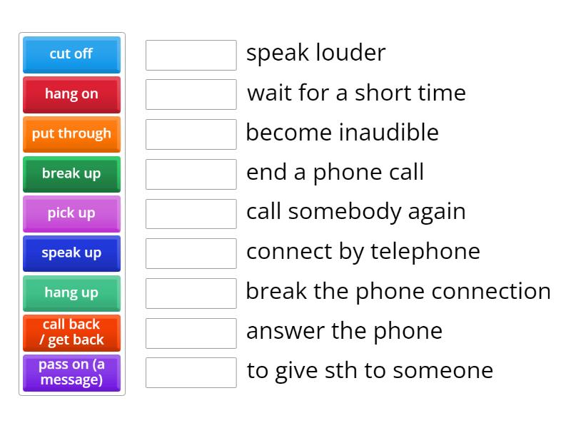 Telephone phrasal verbs - Match up