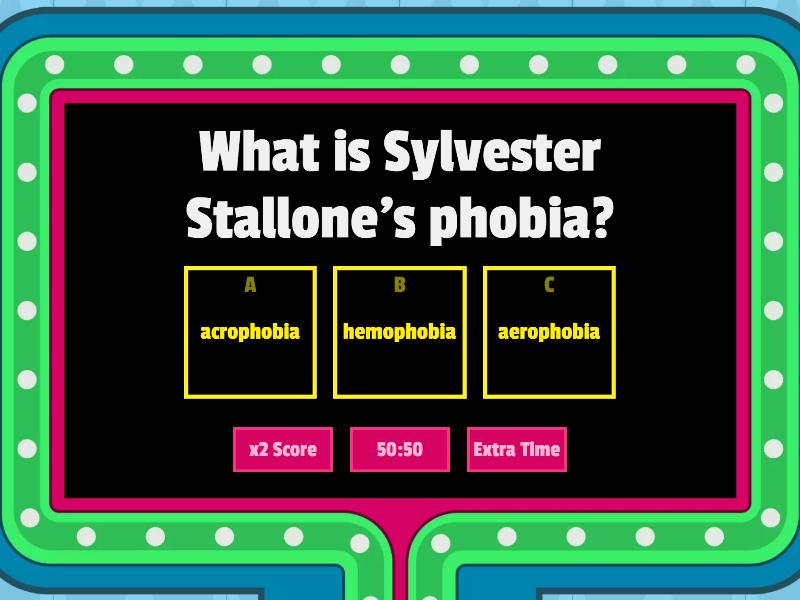 Famous Phobias Quiz 2 Gameshow Quiz