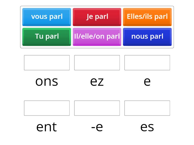 Verbes 1er groupe - terminaisons - Match up