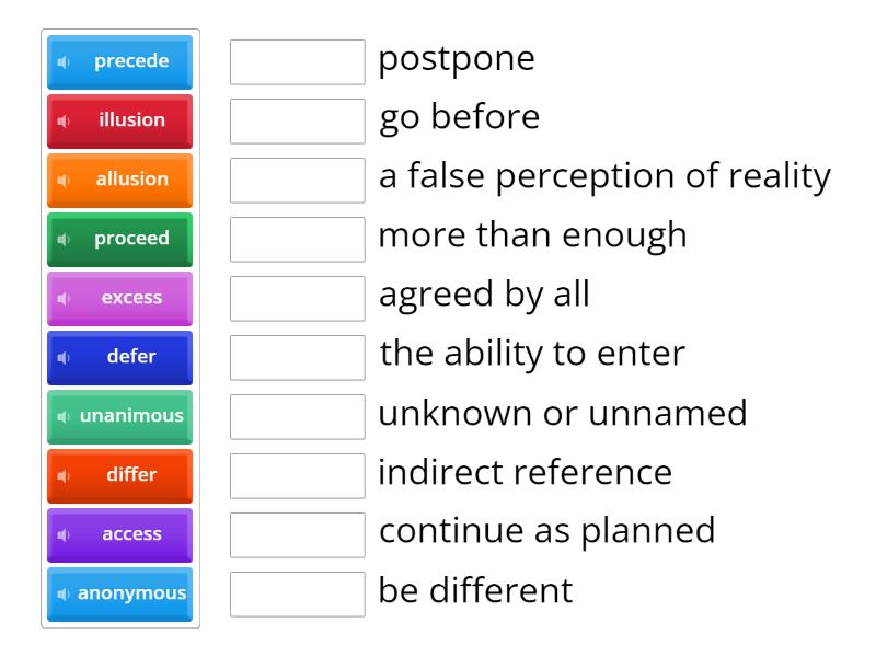 Vocabulary match up