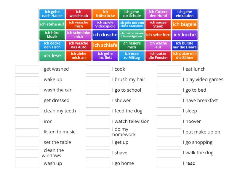 Daily Routine and Chores - Match up