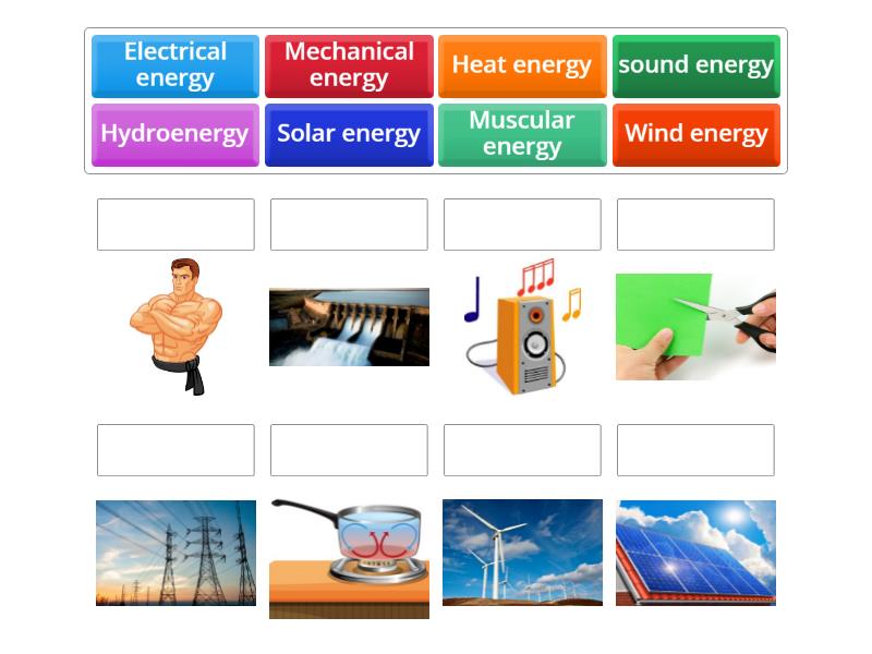 Different forms of energy Match up