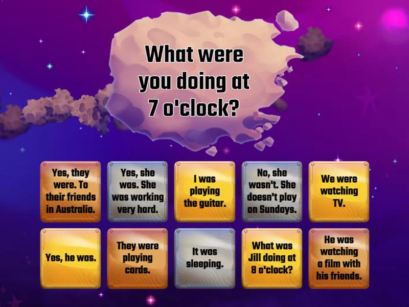 Super Minds 4 Past Continuous questions - Find the match