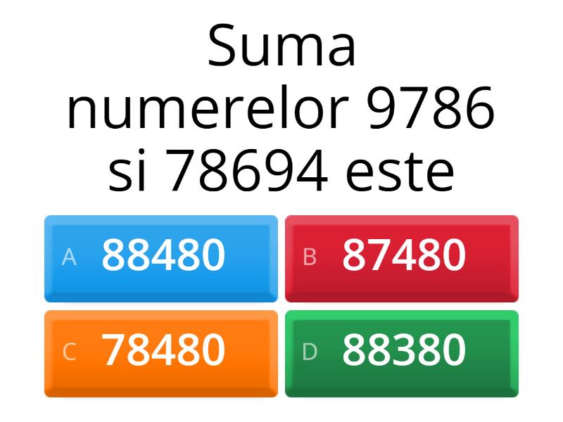 Test De Evaluare Adunarea Si Scaderea Numerelor Naturale - Quiz