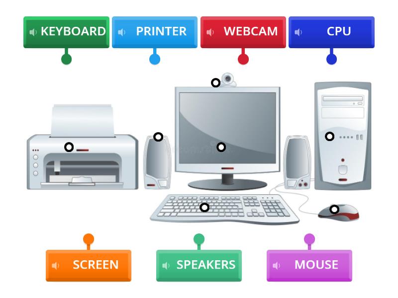 PARTS OF THE COMPUTER - Diagrama con etiquetas