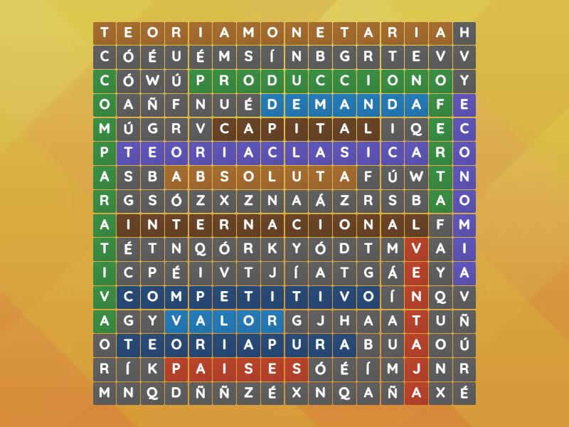 PRINCIPALES TEORIAS DEL COMERCIO INTERNACIONAL - Sopa de letras