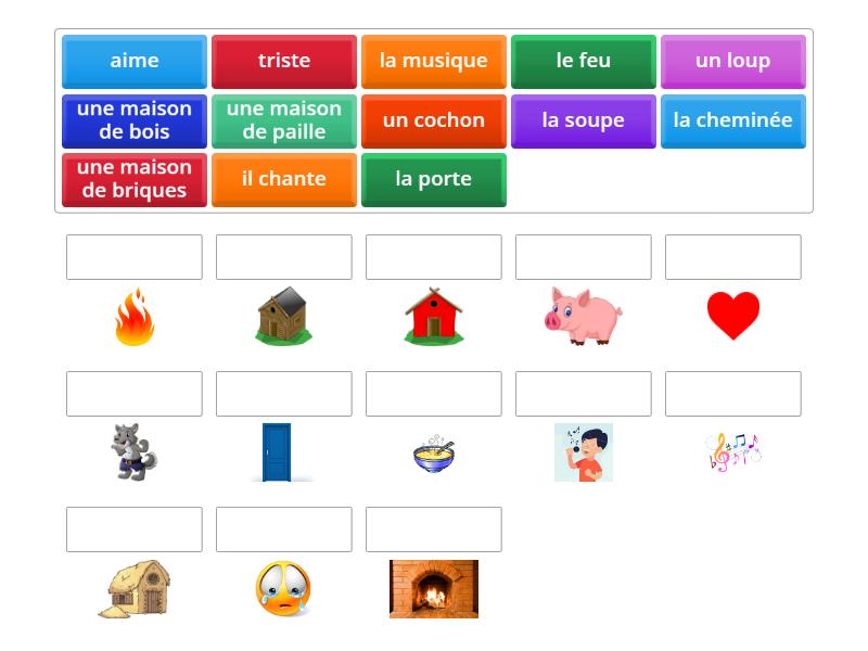 Les trois petits cochons vocabulaire - Match up