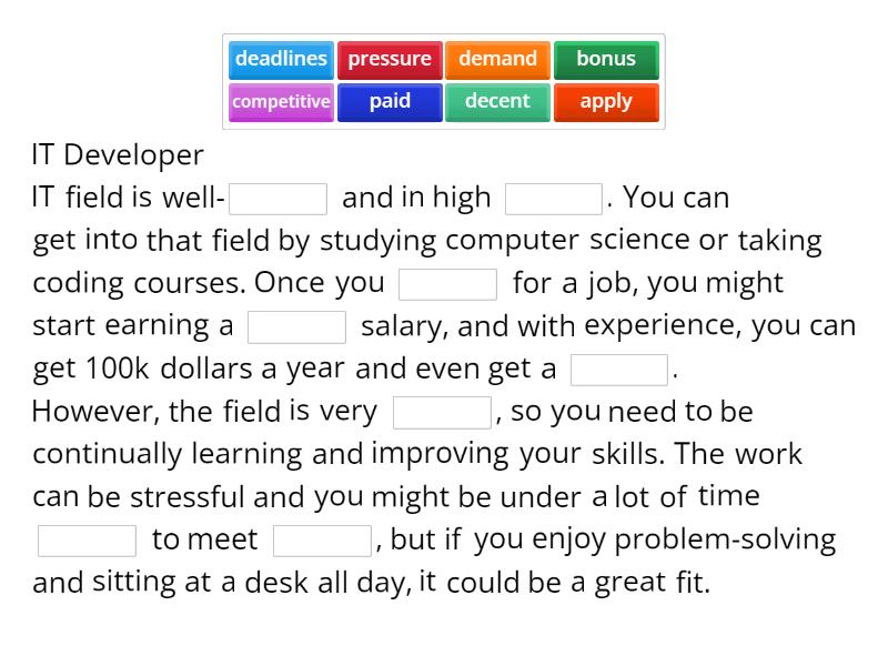 Choosing a career path - Complete the sentence