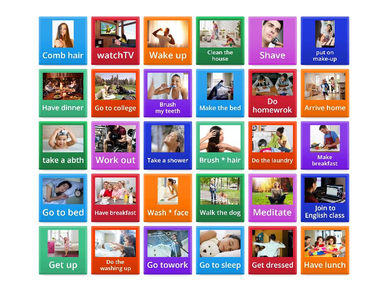 Speaking Daily Routine Vocabulary in Past - Flip tiles