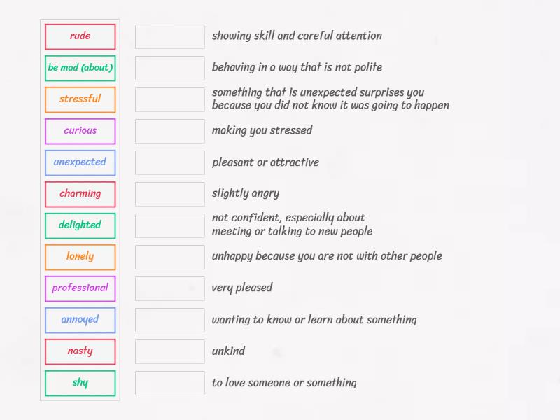 Prepare B1 level 5 - Unit 18 Personal feelings and qualities - Match up