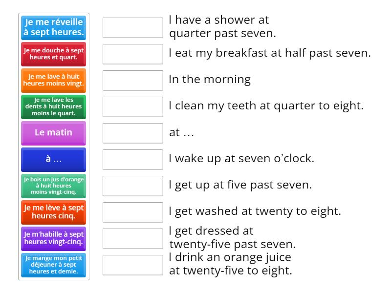 Describing Morning Routine - Match up