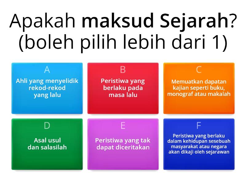 SEJARAH BAB 1: MENGENALI SEJARAH - Cuestionario