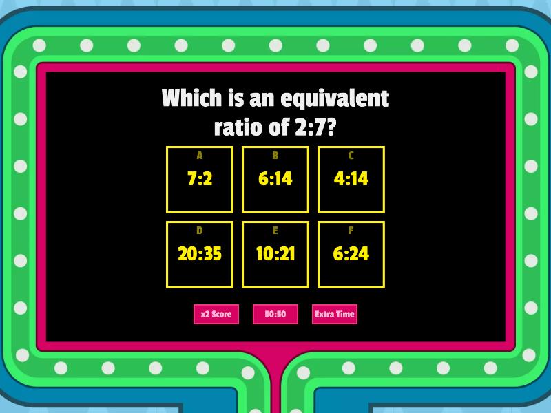 Equivalent Ratios (Advanced Level) - Gameshow quiz