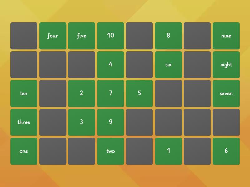 Numbers 1 20 Matching Pairs