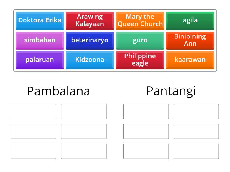 Pangngalang Pambalana at Pantangi - Group sort