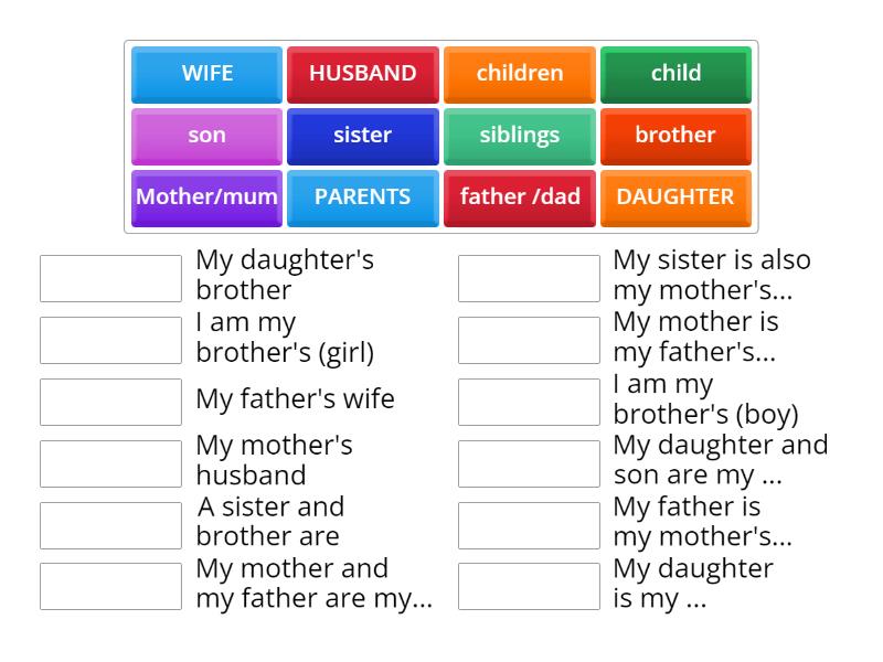 RM A1 unit 2A Family members - Match up