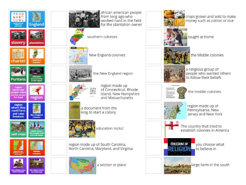 Colonization of America - Match up