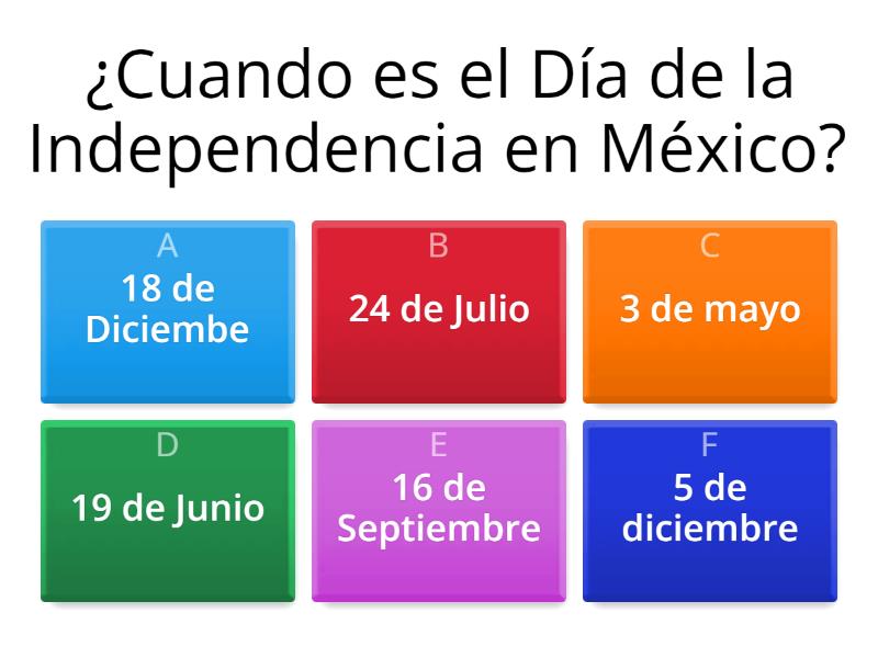 Fechas Importantes de Mexico. Cuestionario