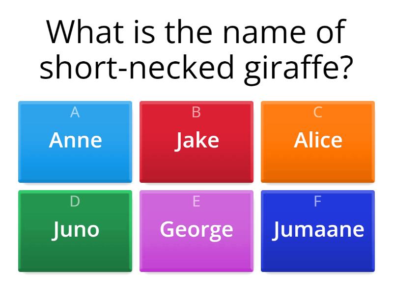 The short-necked Giraffe - Quiz