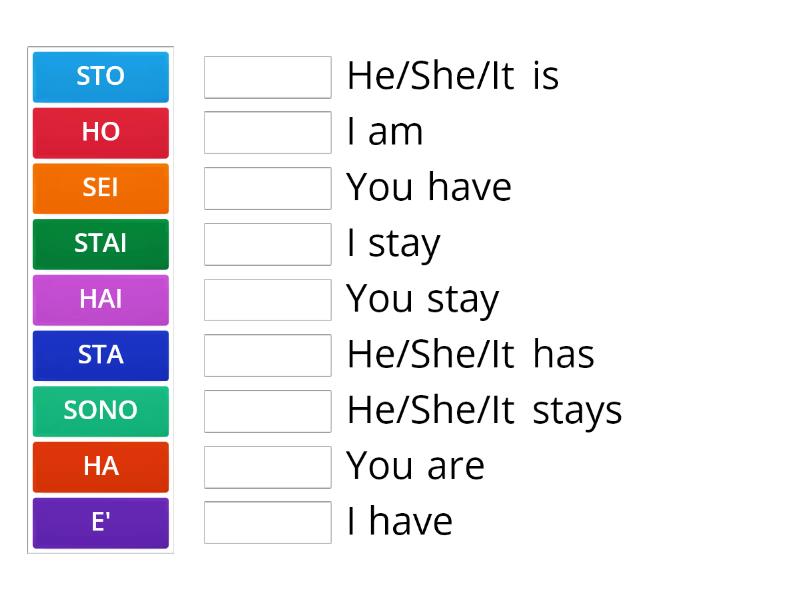 Stare Essere Avere Coniugazione Per Io Tu Lui Lei Match Up