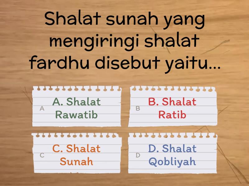 Latihan Soal 15 Shalat Sunnah Rawatib Kelas 4 - Quiz