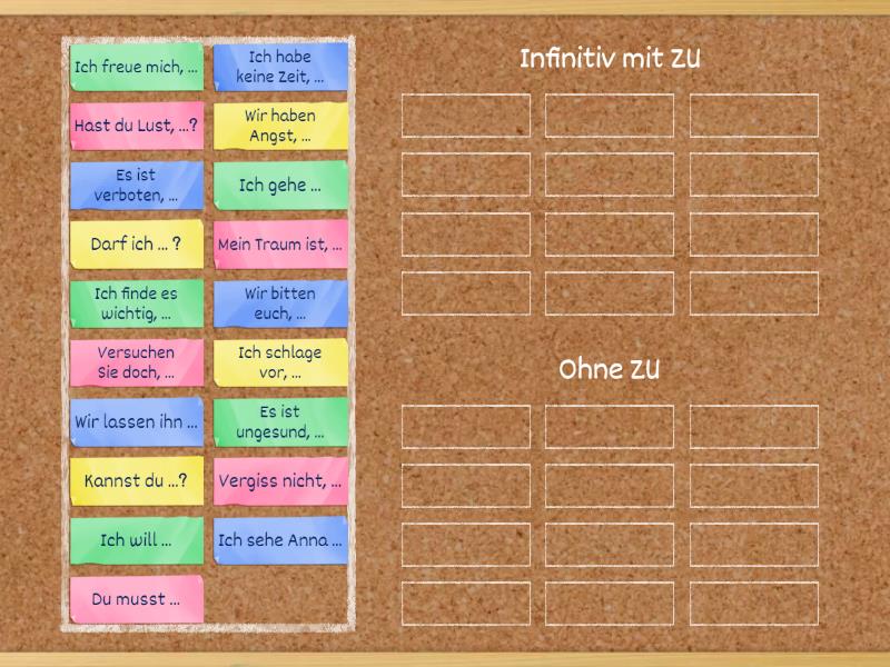 Infinitiv mit oder ohne zu - Die richtige Gruppe